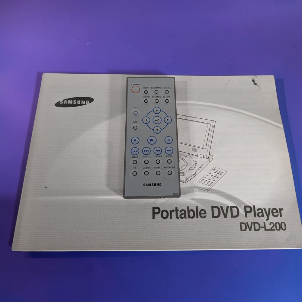 Samsung DVD-L200 Portable DVD Player Remote 01053F and Instruction Manual Silver
